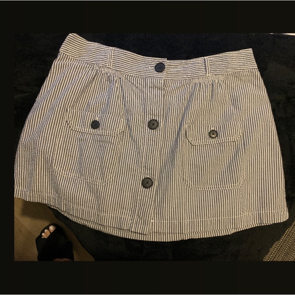 American Eagle Women's Outfitters Striped Seersucker Cargo Mini Skirt